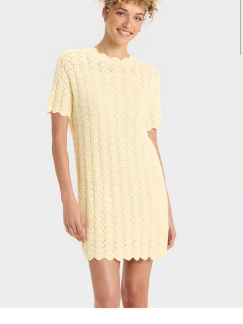 a new day Cream Crochet Mini Dress